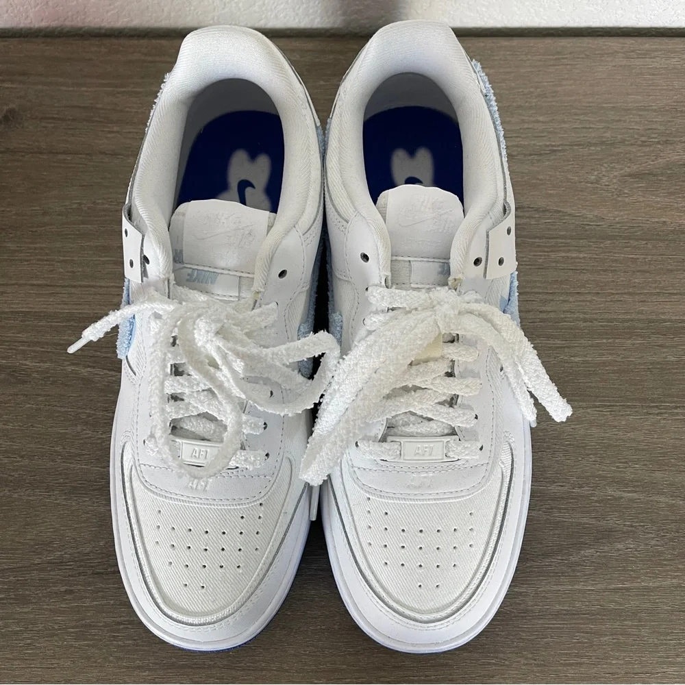 Nike Air Force 1 Low Shadow Chenille Swoosh Blue Tint (Women's) FJ4567-100 w/box - Picture 4 of 14